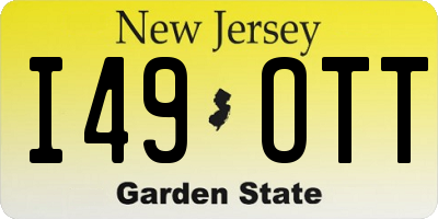 NJ license plate I49OTT