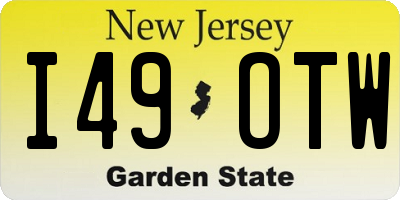 NJ license plate I49OTW