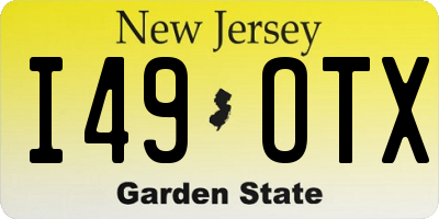 NJ license plate I49OTX