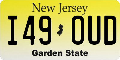 NJ license plate I49OUD