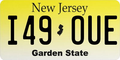 NJ license plate I49OUE