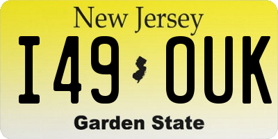 NJ license plate I49OUK