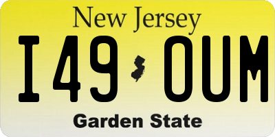 NJ license plate I49OUM