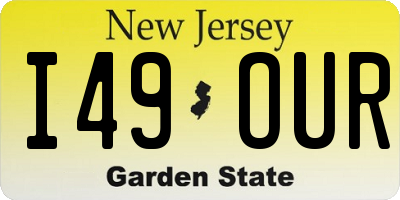 NJ license plate I49OUR