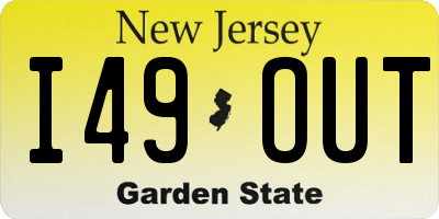 NJ license plate I49OUT