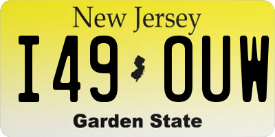 NJ license plate I49OUW