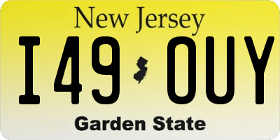 NJ license plate I49OUY