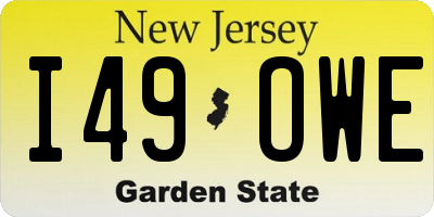NJ license plate I49OWE