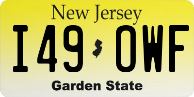 NJ license plate I49OWF