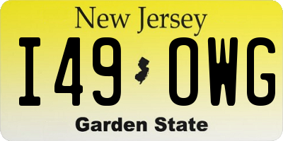 NJ license plate I49OWG