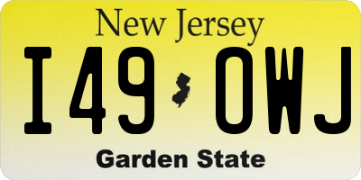 NJ license plate I49OWJ
