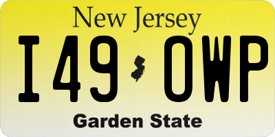 NJ license plate I49OWP