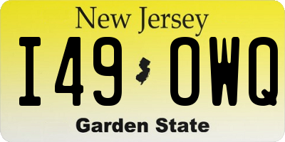 NJ license plate I49OWQ