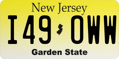 NJ license plate I49OWW