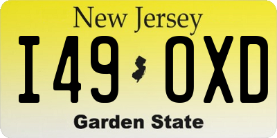 NJ license plate I49OXD