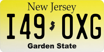 NJ license plate I49OXG