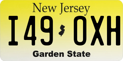 NJ license plate I49OXH