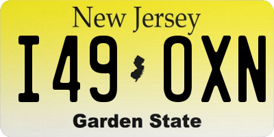 NJ license plate I49OXN