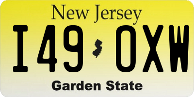 NJ license plate I49OXW