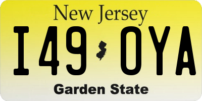 NJ license plate I49OYA