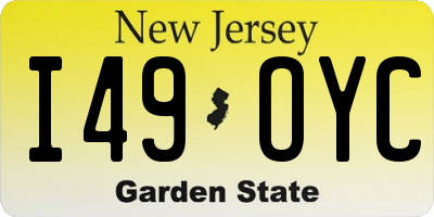 NJ license plate I49OYC