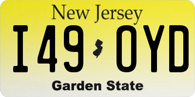 NJ license plate I49OYD