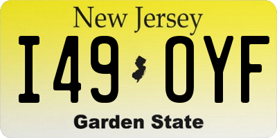 NJ license plate I49OYF