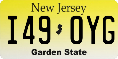 NJ license plate I49OYG