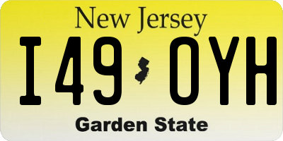 NJ license plate I49OYH