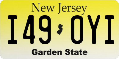 NJ license plate I49OYI