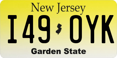 NJ license plate I49OYK