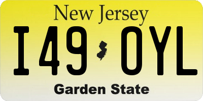 NJ license plate I49OYL