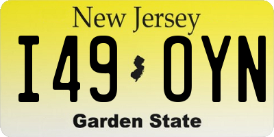 NJ license plate I49OYN