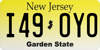NJ license plate I49OYO