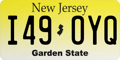 NJ license plate I49OYQ