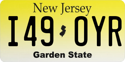 NJ license plate I49OYR