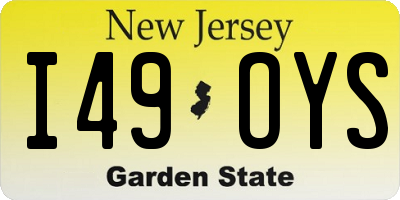 NJ license plate I49OYS