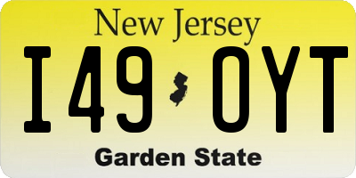 NJ license plate I49OYT
