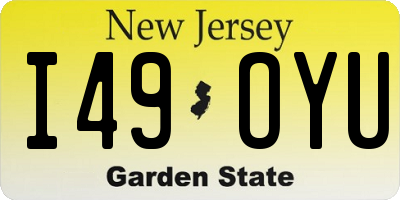 NJ license plate I49OYU