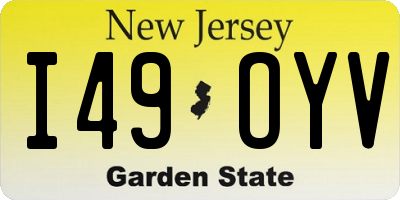 NJ license plate I49OYV