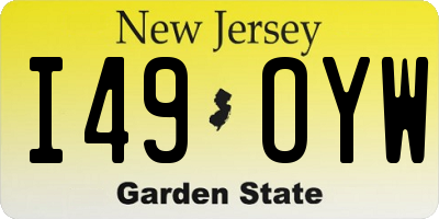 NJ license plate I49OYW
