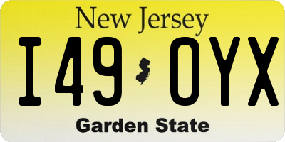 NJ license plate I49OYX