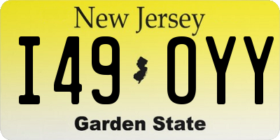 NJ license plate I49OYY