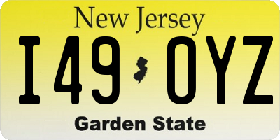 NJ license plate I49OYZ