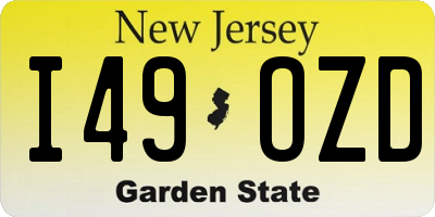 NJ license plate I49OZD