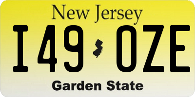 NJ license plate I49OZE