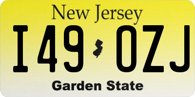 NJ license plate I49OZJ