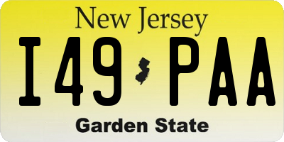 NJ license plate I49PAA