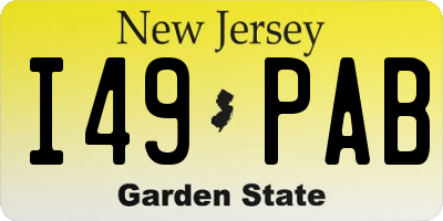 NJ license plate I49PAB