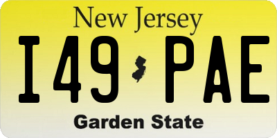 NJ license plate I49PAE